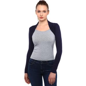 AmlieBoutik Women Long Sleeve Bolero Shrug Cropped Open Front Cardigan Jacket, (Navy Blue X-Large)