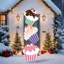 Jetec Cupcakes Christmas Outdoor Yard Signs Candy Decorations 44in Giant Cupcakes Xmas Yard Stakes Giant Stacking Holiday Decor Signs for Home Lawn Pathway Walkway Happy Birthday Themed Party