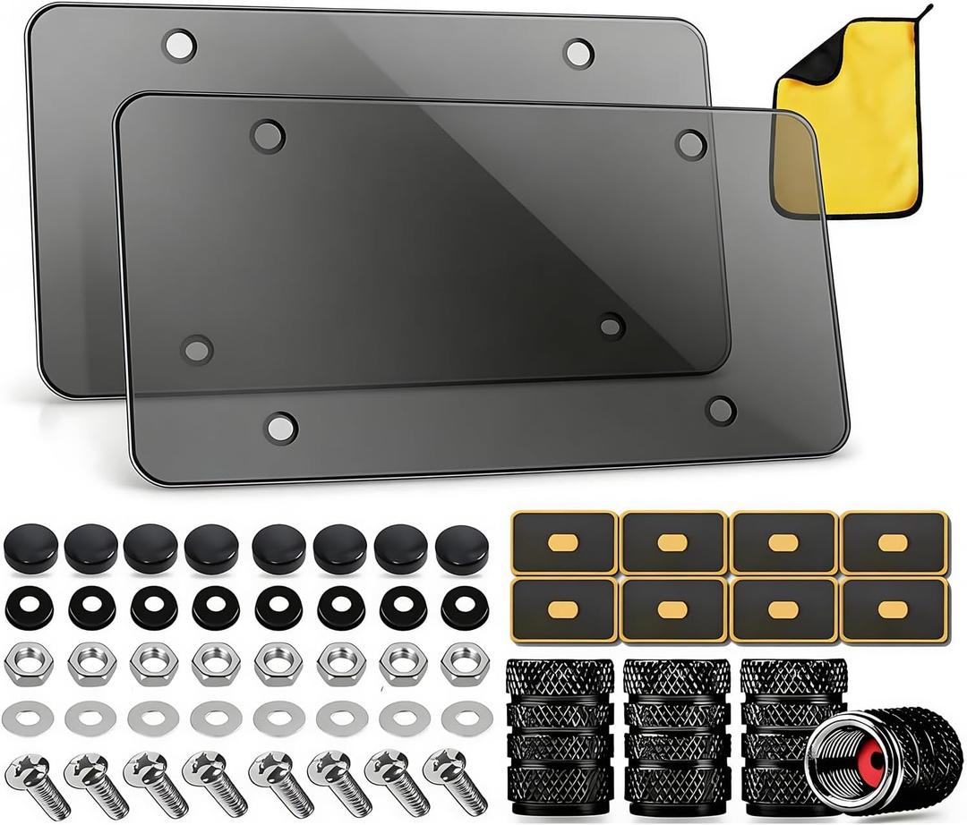 License Plate Cover & Frames: 2PCS Clear License Plate Protector, Unbreakable Covers for Protecting Front/Rear License Plate with Screws, Cover for Most US License Plates