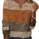 Zeagoo Womens Long Sleeve Tops Patchwork Fall Shirts V Neck Tunic Top Business Dressy Blouses, Large