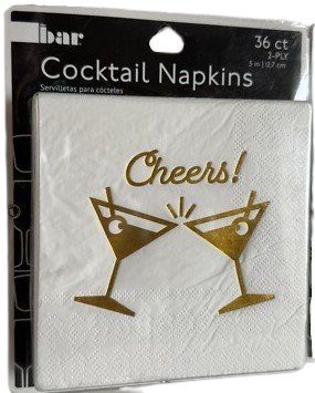 Jacent Cocktail Napkins " Cheers" 36ct. 5 in.