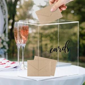 Hooqict Clear Acrylic Wedding Card Box with Slot Large Blank Gift Card Boxes for Reception, Party, Wishing Well, Money Box Holder, Graduation Decorations, Baby Shower