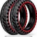 2-Pack 50/75-6.1 Scooter Tires Tubeless, Upgrade Your Ride with 8.5x2 Airless Tires, 8 1/2 x2 Replacement Tyres Compatible with Gotrax GXL V2/XR/APEX, Hiboy S2, etc, Puncture-proof (WITH TOOLS (City Series), Red)