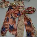 Unittype 2 Pcs Large Patriotic Wreath Bow Decor, 4th of July Wreath Red White Blue Burlap American Flag Star Bow for Indoor Outdoor Tree Topper Independence Day Memorial Day Party Decor,10 x 18 Inch