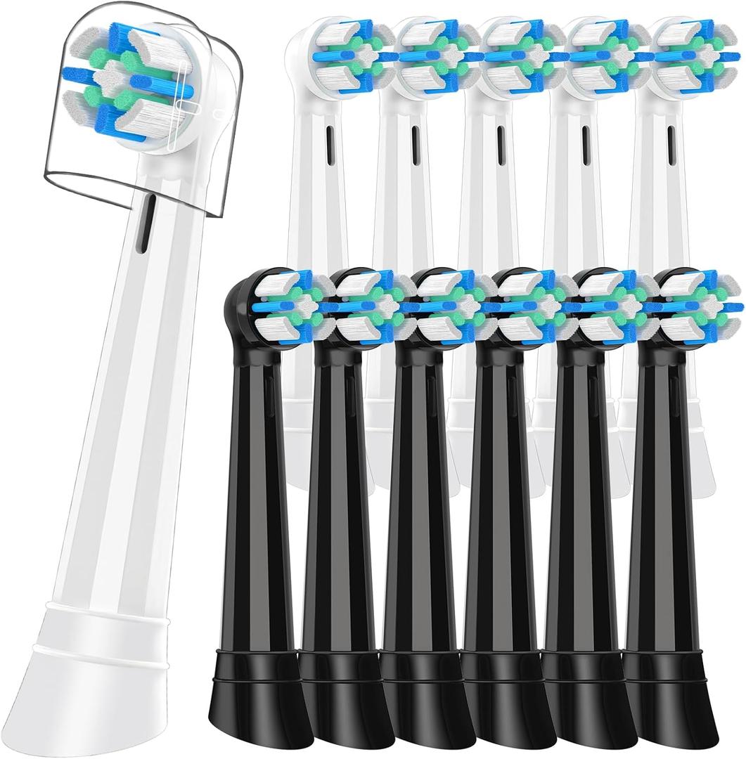 12 Pcs IO Replacement Heads Compatible with Oral B IO 2 3 4 5 6 7 8 9 10 Deep Clean Series, Brush Heads for Gum Care Compatible with Oral B IO (Black/White)