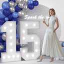 JoyMuse 4FT 15 Marquee Numbers, Large Light Up Numbers 15 for 15th Birthday Decorations Cool White Light Number 15 for Anniversary Birthday Party Decor