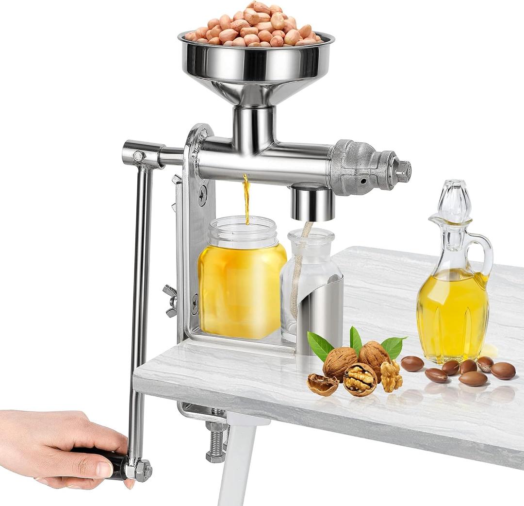 CGOLDENWALL Manual Oil Press Machine Household Seed Oil Press Extractor Peanut Nuts Oil Expeller for Physical Press and Continuous Expelling