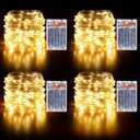 YPHSOL Fairy Lights Battery Operated String Lights 16.4ft 50LED Flashing and Constant Light Waterproof Silver Wire for Christmas DIY Party Wedding Decoration(Warm White, 4 Pack)