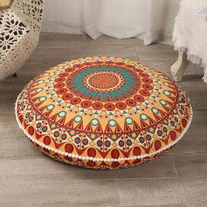 32 inches Meditation Floor Cushion for Adults, Round Large Thick Floor Pillow, Memory Foam Filling, Orange (1 Count (Pack of 1))