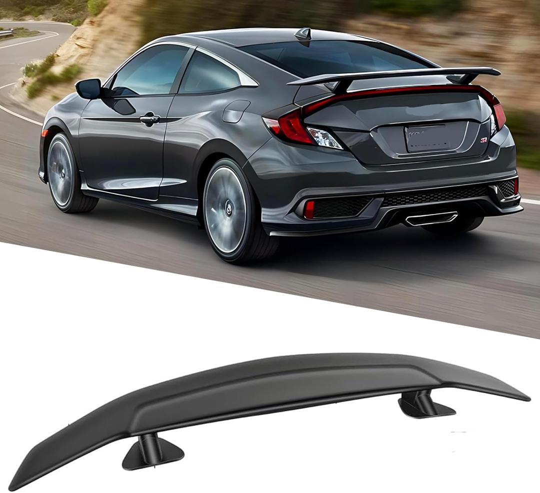 DREAMIZER 47" Universal Car Rear Trunk Spoiler Wing Matte Black Sport Style W/Adhesive Compatible with Ford Focus Honda Civic Accord Toyota Corolla Camry Nissan Altima Mazda and More