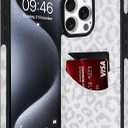 for iPhone 15 Pro Wallet Case with Card Holder Leopard Pattern | Leopard Cheetah Pattern Design Soft PU Leather Anti-Drop Card Slot Full Cover Shockproof Protective for Women Girls, White