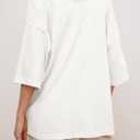 Tankaneo Womens Oversized Half Sleeve T-Shirts Summer Casual Crew Neck Tunic Tops Loose Fit Boxy Basic Tees (White) M