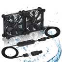 Xiaoqijia Dual 120mm Fan with 10 Speed USB 5V DC 12V IPX5 Waterproof Cooling Fan for Tablet TV Receiver Router DVR Xbox Greenhouse Kennel Computer Cabinet Component Cooling