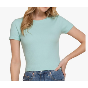 Women's Short Sleeve Cotton Span Rib Baby Tee, M