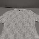 Elesomo Womens Mesh Lace Long Sleeve Tops Mock Neck See Through Shirts Casual Blouses, White Large