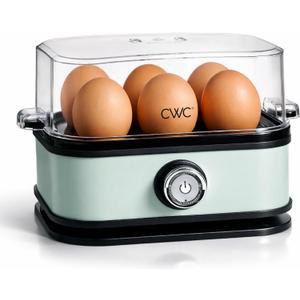 COOK WITH COLOR 6-Egg Capacity Egg Cooker  For Soft, Medium, Or Hard-Boiled Eggs, Rapid Cook Time, Auto Shut-Off & Boil-Dry Protection  Includes Tray, Measuring Cup & Lid  210W Egg Maker, Sage
