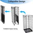 Umbrella Stand, Umbrella Holder for Entryway, Large Metal Foldable Umbrella Rack Organizer Freestanding, with Water Tray and Hooks, Rectangular Hollow Rack 9.5 x 9.5 x 19.7 Inches (Black)