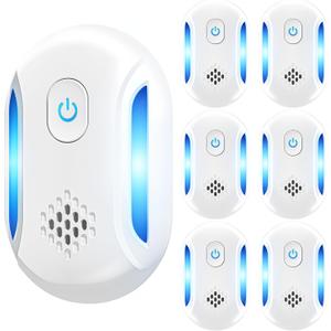 Pest Indoor Repeller, Plug-in Control Device Electronic Repellent for Rodent, Mice, Rats, Roaches, Bugs, Ants, Spiders, 2 Mode Switching (6 Pack)