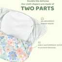 BISENKID 2 Pack Waterproof Cloth Diapers Rubber Pants for Toddlers - Adjustable Outer Shell with 3 Pack Absorbent Diaper Inserts to Prevent Urine Blowouts for Baby Girl, Size 1 (7-17Pound)