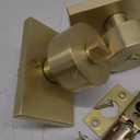 Kwikset Pismo Entry Door Knob with Lock and Key, Secure Keyed Handle Exterior Doorknob, Front Entrance and Bedroom, Satin Brass, Round, Pick Resistant SmartKey Rekey Security, Microban Protection (Round Rose)