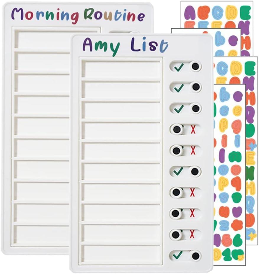 Chore Chart for Multiple Kids, 2 pcs Blank to Do List Boards Chore Checklist Boards for Kids with 4 Color Stickers Stick-on Chore Chart Daily Checklist