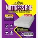 Cal King, King & Queen Mattress Bag for Moving and Storage, 4 Mil Oversized Extra Long Extra Thick Tear-Resistant Clear Mattress Cover, Up to 20” Thick, 76” x 106” x 20”, 1 Pack