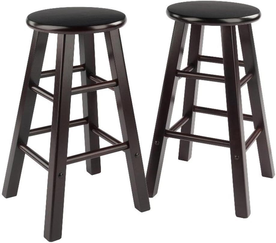 Winsome Element 2-Piece 24In Counter Stool Set, Espresso Finish, Solid Wood, Modern Design