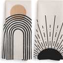 Boho Black Sun Sunrise Sunshine Rainbow Kitchen Towels and Dishcloths Sets of 2, Bohemian Absorbent Drying Cloth Hand Towels Tea Towels for Bathroom Kitchen, Boho Gifts for Women Girls, 16×24 inches