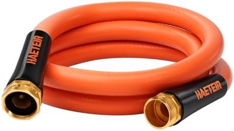 Haeteir Heavy Duty Garden Hose 5/8 in x 5 ft with Swivel Fitting, Super Flexible Water Hose, All-weather, Lightweight, Burst 600 PSI
