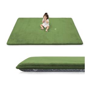 1.3" Thick Baby Floor Play Mat 50x50, Basic Padded Foam Mat for Tummy Time Crawling, Non Slip Cushioned for Babies Toddlers Infants Kids (Olive)