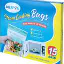 Microwave Steamer Bags 15 Pack Zip Steam Vegetable Cooking Bag for Potatoes Meat, 7.1 X 7.9 Inches