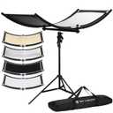 K&F CONCEPT U-Shape Reflector Curved Reflector 100x45cm with 4-in-1 Reflective Fabric, Black/Gold/White/Silver, with 1.5m Stand, with Storage Bag, for Photography Studios