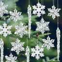 24Pcs Crystal Christmas Ornaments for Acrylic Snowflake Christmas Tree Decorations, Snowflake Icicle Drop Crystal Ornaments for Christmas Tree Winter New Year Party Winter Wonderland Chandelier