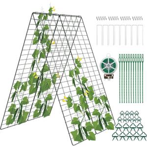 Amoskey Cucumber Trellis, Garden Trellis for Climbing Plants Outdoor, Foldable A-Frame Trellis, Cucumber Trellis for Raised Bed for Cucumbers, Peas, or Tomatoes (Green, Small Grid 48H*34''W)