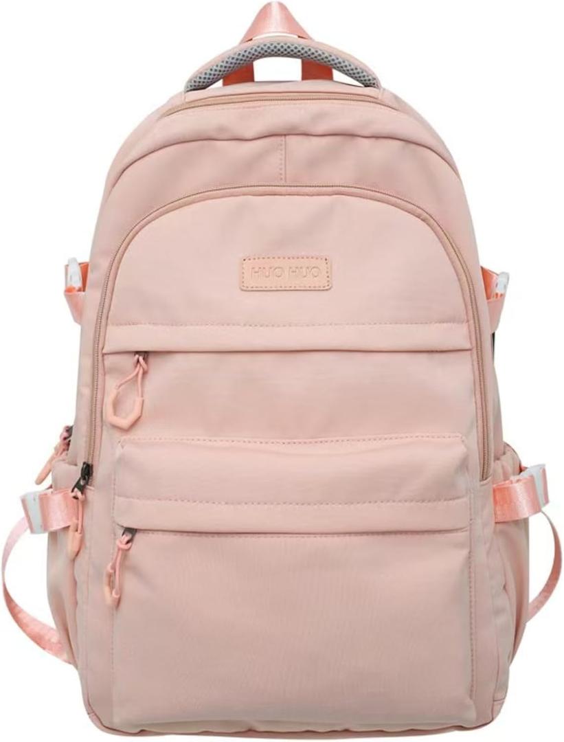 2 x Preppy Backpack for Women Teen Girls Boys Large Laptop Bookbag Casual College Daypack Cute Aesthetic School Supplies (Pink)