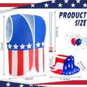 Yahenda 12 Pcs American Flag Costume Man 3 Set USA Patriotic Accessories 4th of July Outfit for 250th Anniversary Party