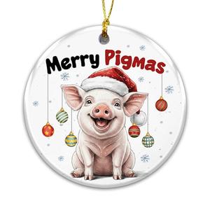 Pig Ornament with Santa Hat Holiday Tree Decoration, Merry Pigmas Ornament 2025 – Funny Farm Animal Gift for Pig Lovers, Farmers, Kids, Family, Friends – Stocking Stuffer Keepsake