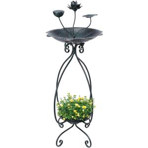 VCUTEKA Bird Bath with Flower Planter Pedestal, birdbath for Outdoors with Lotus, 33" Height Vintage Bird Baths for Garden Yard Patio Lawn Decor