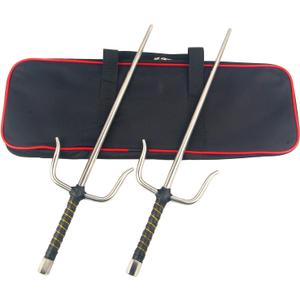 Octagon Metal Martial Arts Sai Multi SizeBlack and Silver (Silver, 19"&Case)