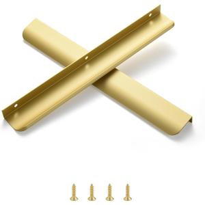Satanga Edge Finger Pulls for cabinets Kitchen Concealed Drawer Pull Aluminum Hidden Door Long Handles for Home Pack of 5 Modern Matte Brass 11.81 inch Overall Length Easy Installation