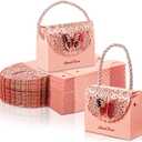 50 Pcs Butterflies Purse Party Favor Bags Favor Boxes Butterfly Goodie Bags Candy Party Treat Boxes for Wedding, Birthday, Bridal Shower Gift Supplies(Pink)