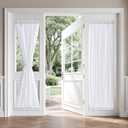 MIULEE Non-See-Through French Door Curtains for Door Window, Privacy Light Filtering Sheer Curtains for Decoration, Window Drapes with Rod Pocket and Tie Back, White, 26 x 72 inches, 2 Panels