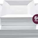 Aya's 60ct White Square Disposable Plates - Heavy Duty Plastic Party Plates for Christmas, Thanksgiving (30 Dinner & 30 Salad)