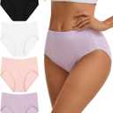 INNERSY Womens Underwear Cotton High Waisted Panties for Women Soft Jacquard Ladies Briefs 4 Pack (M)