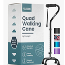 PELEGON Quad Cane (300 lb)  Adjustable Walking Cane with A Large 4 Pronged Base for Extra Balance & Stability, Walking Canes for Seniors, Walking Cane for Men & Women, Walking Sticks (Blue)