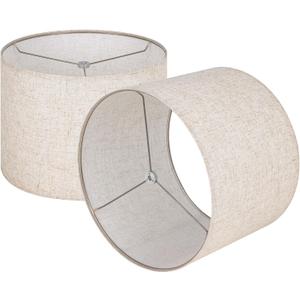 Wellmet Linen Lampshade Requiring Assembly, Set of 2 Drum Lampshades, 18" Top x 18" Bottom x 12" High Replacement Lamp Shades, Fabric Lampshades for Table Lamps Floor Lamps, Metal Spider Fitter