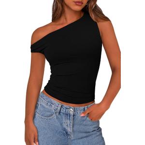 PRETTYGARDEN Womens Off Shoulder Tops 2025 Summer Trendy Casual Crop Top Cute Fitted Going Out Tshirts Shirts (Small, Black) PRETTYGARDEN Womens Off Shoulder Tops 2025 Summer Trendy Casual Crop Top Cute Fitted Going Out Tshirts Shirts (Small, Black)