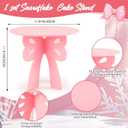 Lallisa Bow Cake Stand Pink Coquette Party Decorations 3D PVC Dessert Holder for Baby Shower Wedding Decor Holiday Props Theme Gift Birthday Bachelorette Bridal Party Supplies