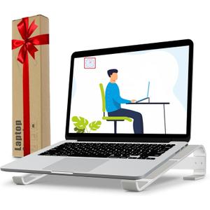 Ventilated Laptop Stand for Desk, Ergonomic Aluminum Laptop Riser, Computer Stand for Laptop, Compatible with MacBook Air Pro, Dell, HP, More 11-17.3 Inches Notebook, Work from Home (Silver)