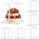 JCD 10inch Large Transparent Cake Box,6 Pcs Clear Cake Boxes with Ribbon,10x10x9inch,Suitable for 8" or 9" cakes, Tall Cake Carrier for Display and Gift Packaging(Clear Lid, 10 * 10 * 9inch/6Pcs)